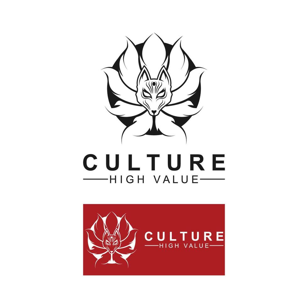 Japanese Kitsune Mask logo design .Perfect for entertainment, events, branding, and personal projects vector