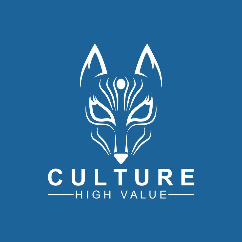 Japanese Kitsune Mask logo design .Perfect for entertainment, events, branding, and personal projects vector