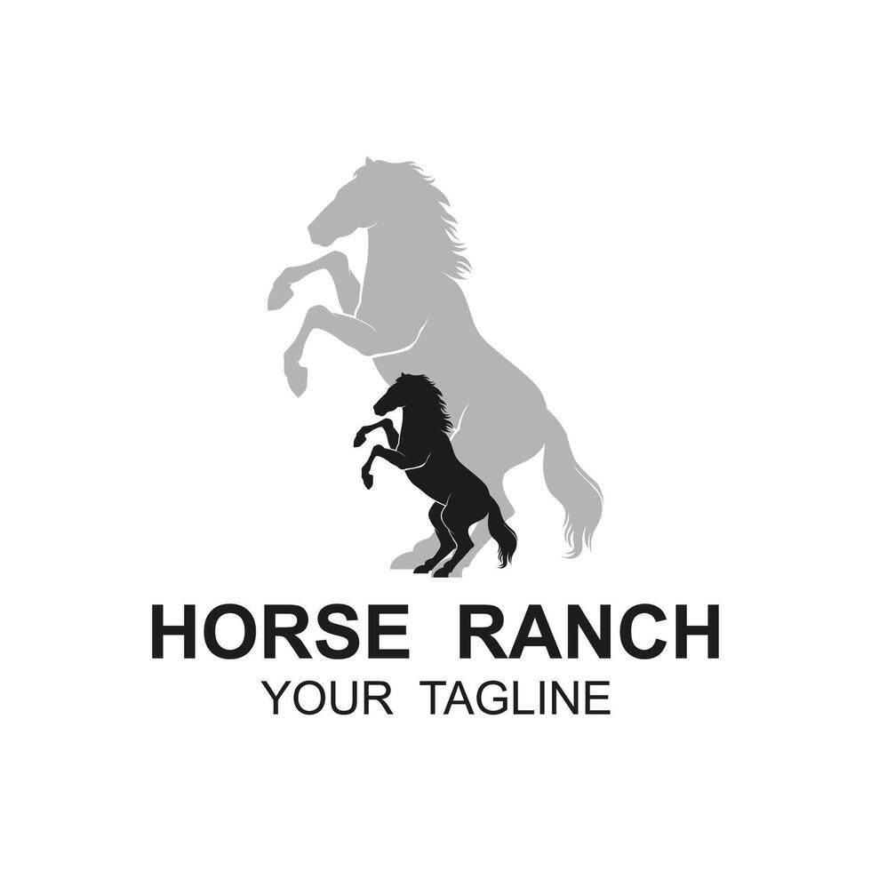 Retro Vintage Silhouette Horse Ranch Logo Design. logo perfect for a ranch or farm vector