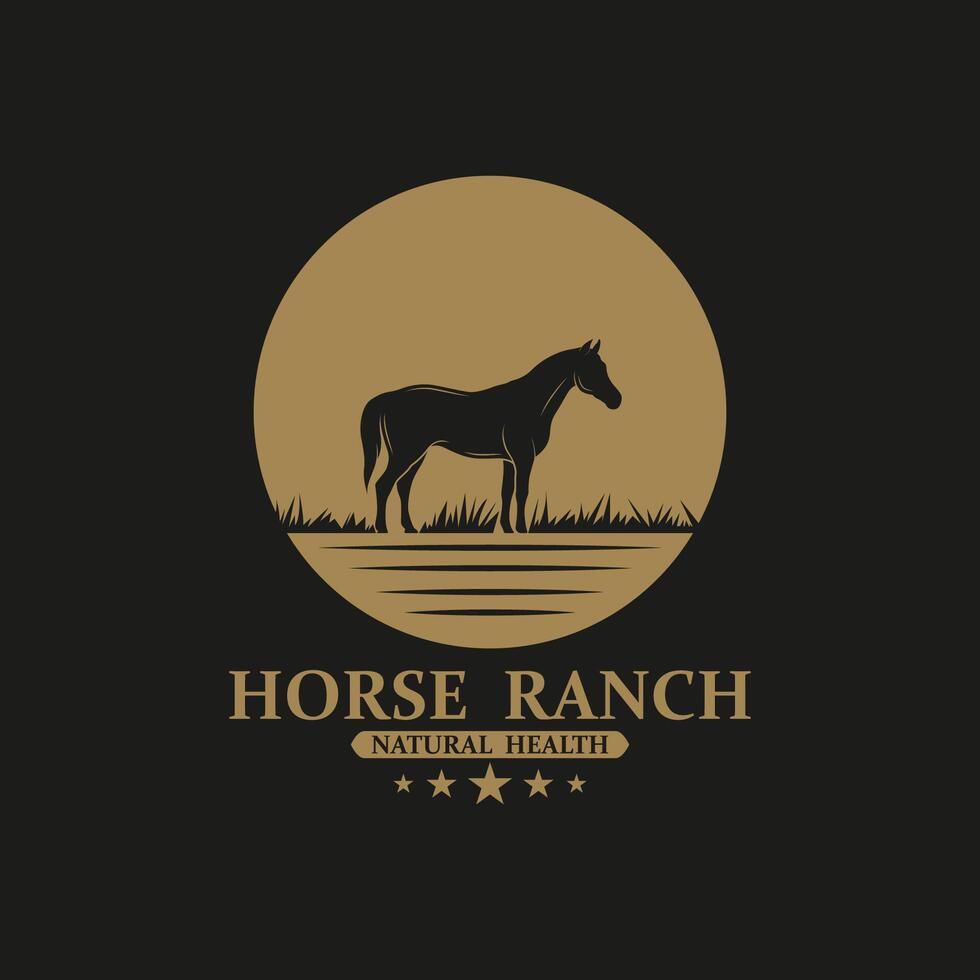 Retro Vintage Silhouette Horse Ranch Logo Design. logo perfect for a ranch or farm vector