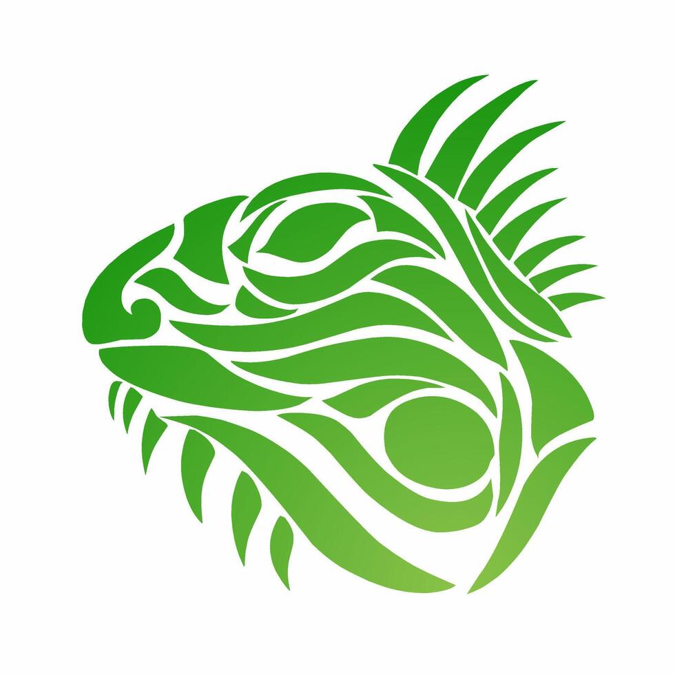 illustration graphic of tribal art design abstract head iguana Green color vector