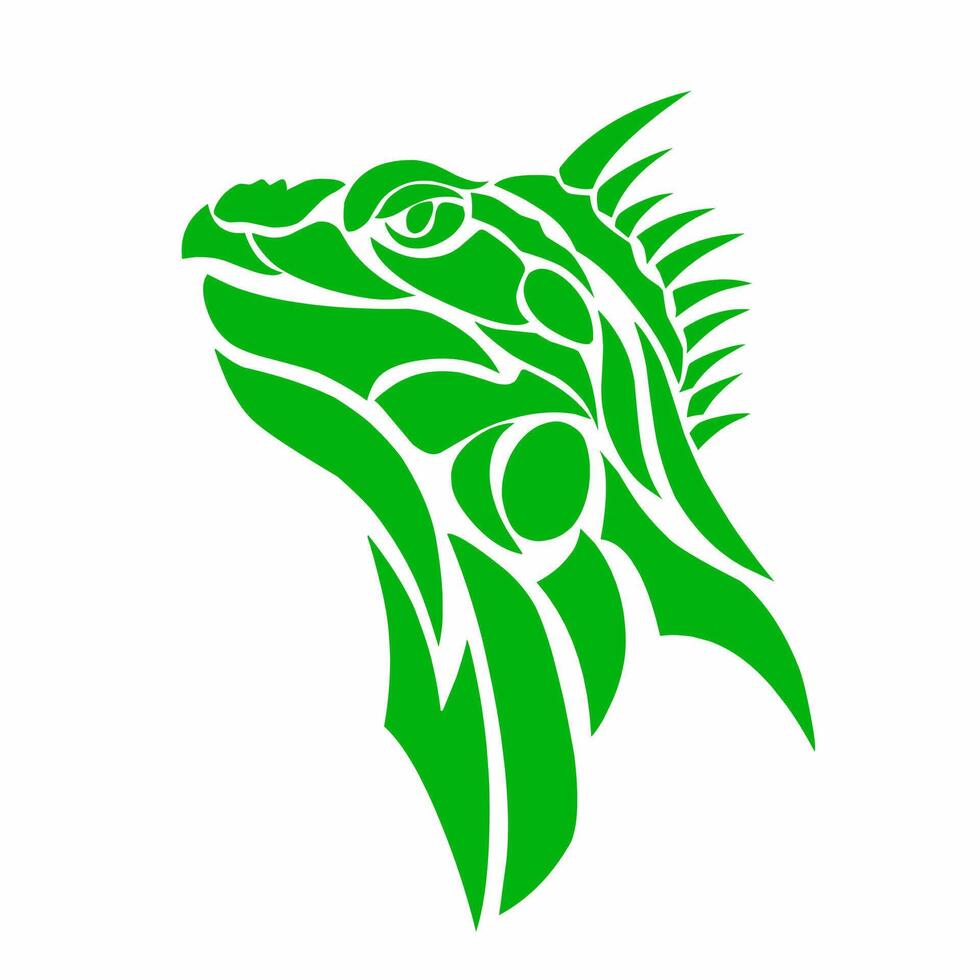 illustration graphic of tribal art design abstract head iguana Green color vector