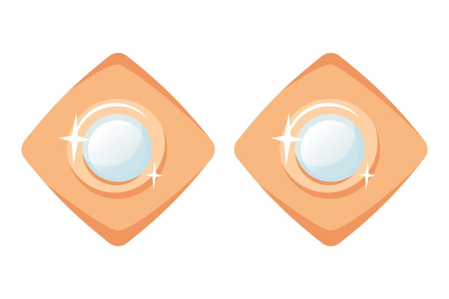 Golden earrings with pearl isolated on white background. Jewelry icon. Vintage Pair of earrings with pearly gemstones. vector