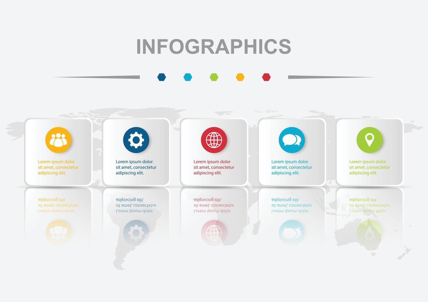 Infographic design template 5 circle on rounded regtangles vector