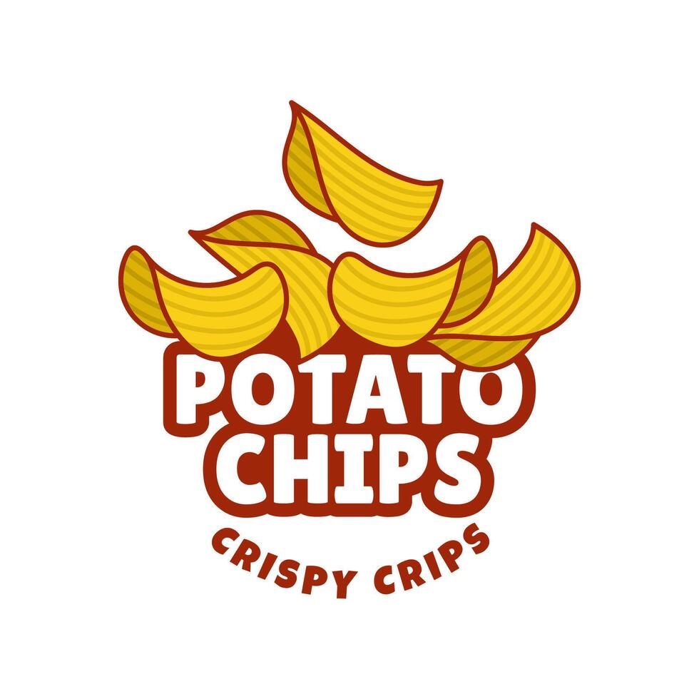 Logo Potato chips, Food and Snack logo with Simple Potato Cartoon, Unique Food, Snack, Chips Business identity Icon isolated on white background vector