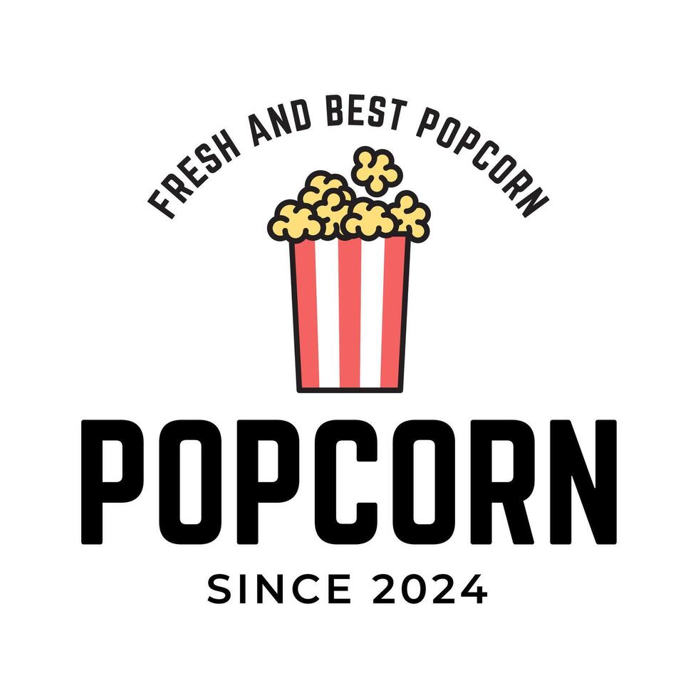 Popcorn logo, label, symbol or sign isolated on white background. illustration of snack for your design. vector