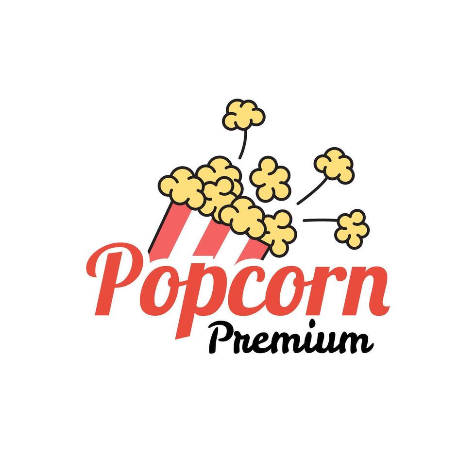 Popcorn logo, label, symbol or sign isolated on white background. illustration of snack for your design. vector