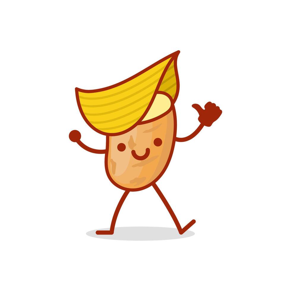 Delicious potato logo template, with funny cartoon character vector