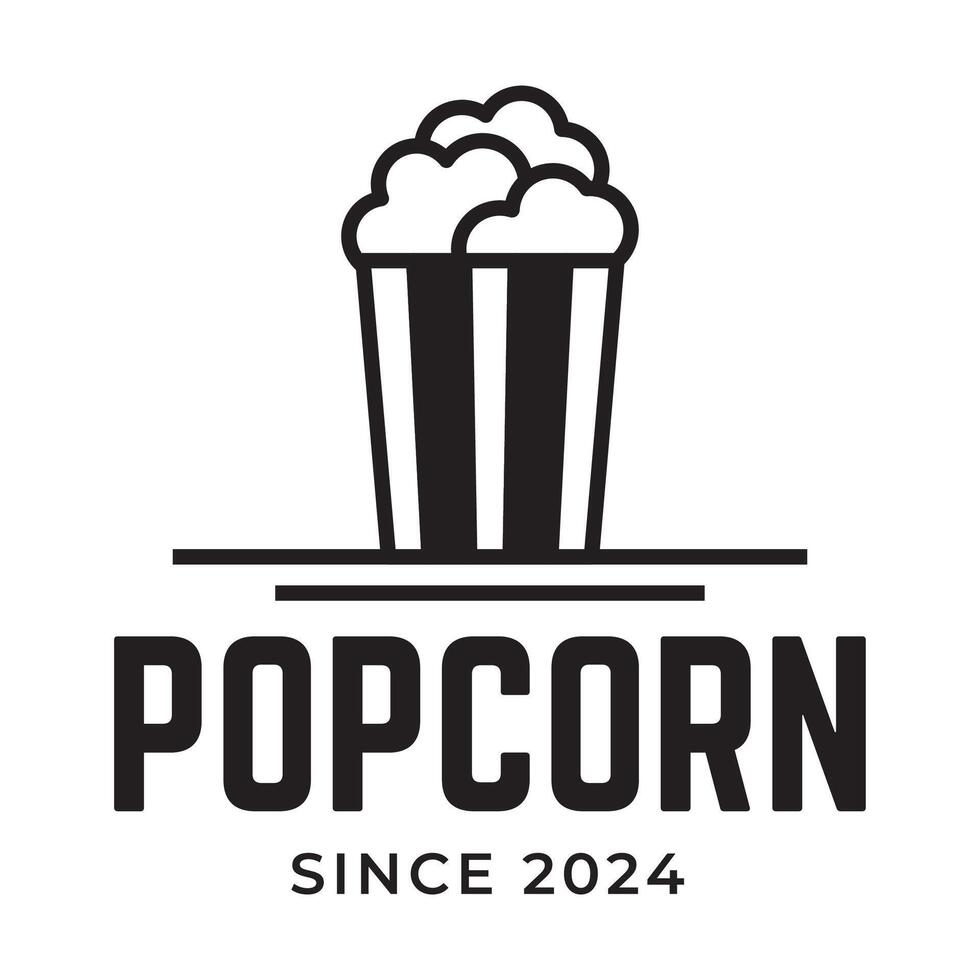 Popcorn logo, label, symbol or sign isolated on white background. illustration of snack for your design. vector