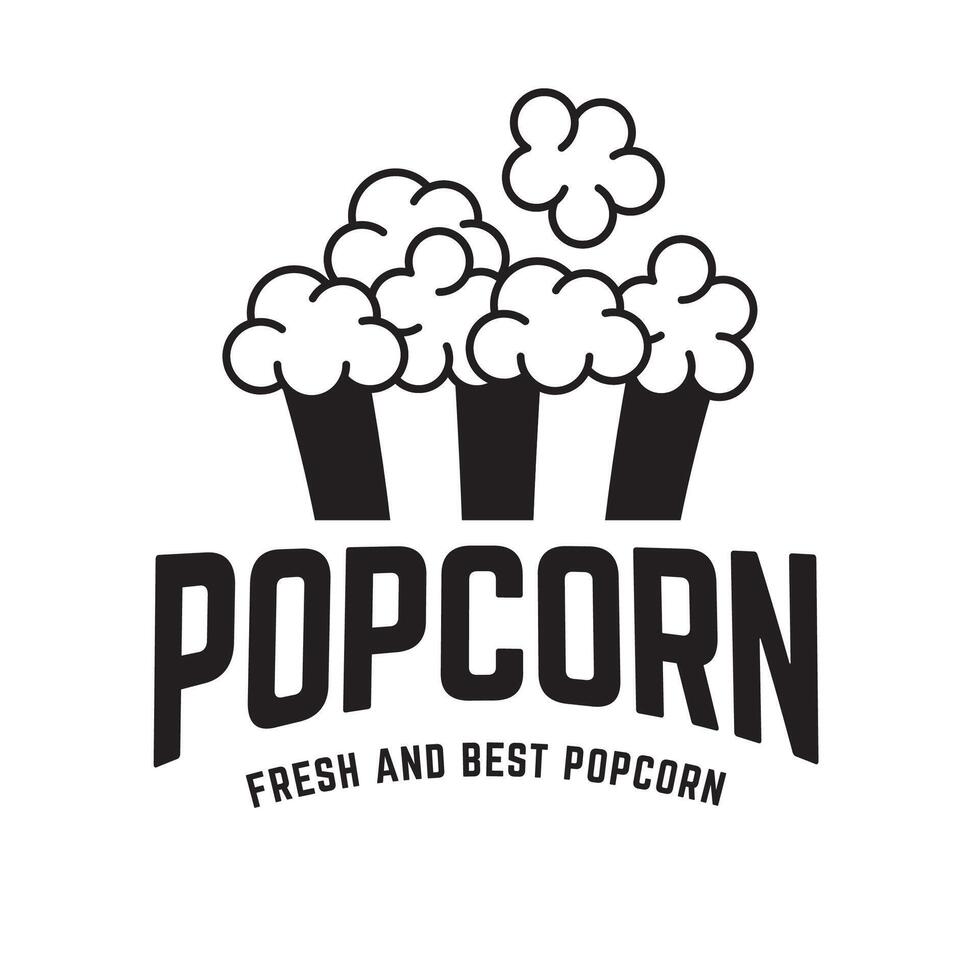 Popcorn logo, label, symbol or sign isolated on white background. illustration of snack for your design. vector