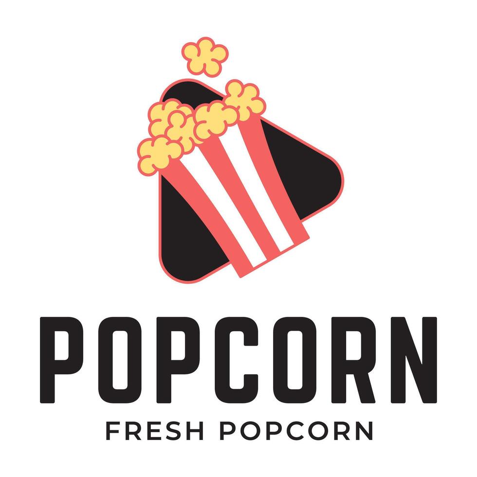 Popcorn logo, label, symbol or sign isolated on white background. illustration of snack for your design. vector
