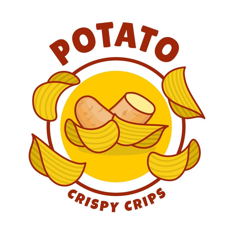 Logo Potato chips, Food and Snack logo with Simple Potato Cartoon, Unique Food, Snack, Chips Business identity Icon isolated on white background vector