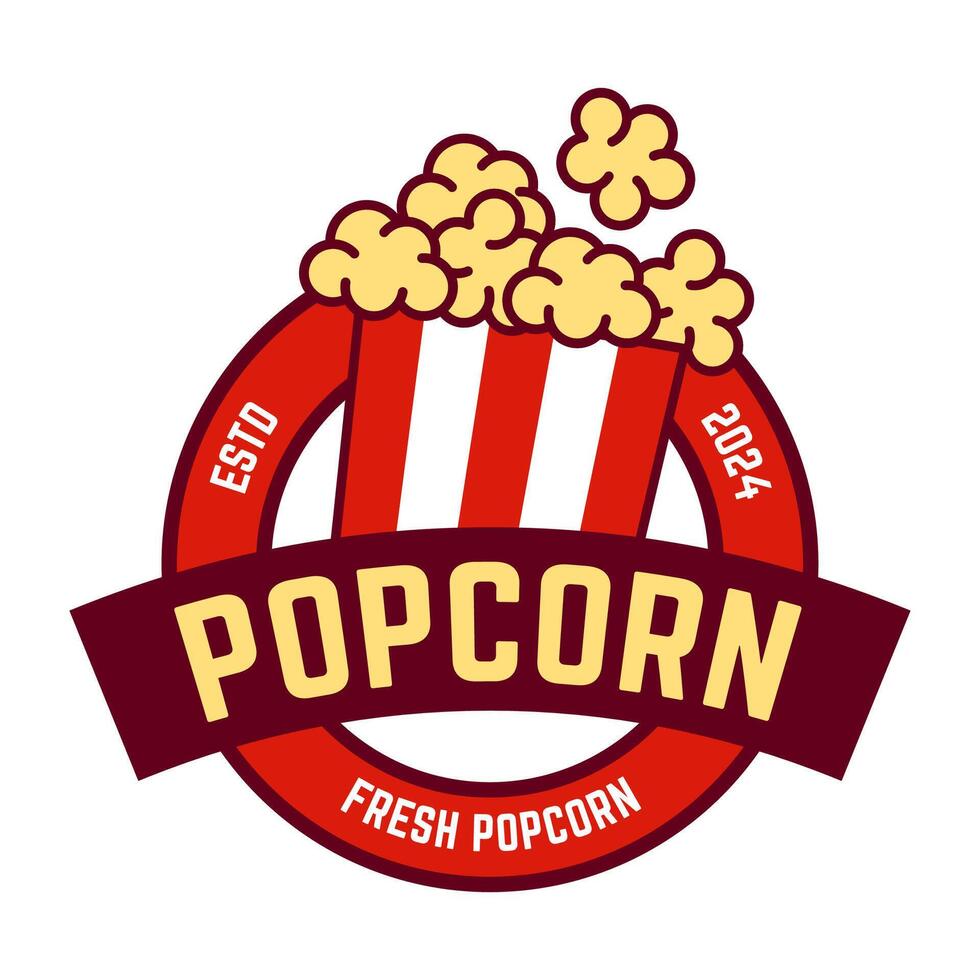 Popcorn logo, label, symbol or sign isolated on white background. illustration of snack for your design. vector