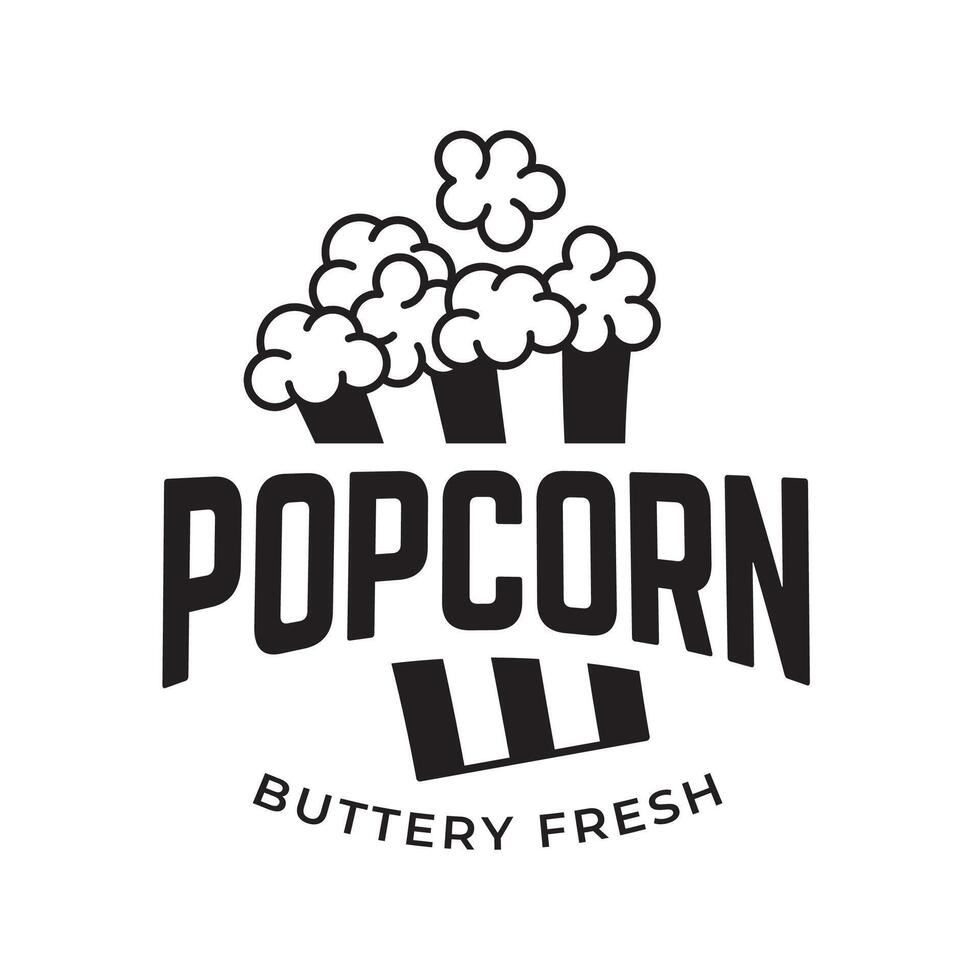 Popcorn logo, label, symbol or sign isolated on white background. illustration of snack for your design. vector