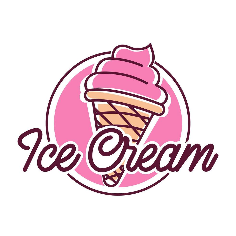 Ice Cream Logo Design. Ice cream shop logo badges and labels, gelateria signs. vector
