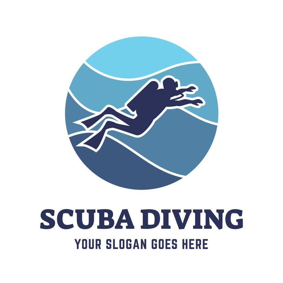 Scuba diving logo design, perfect for diving school and under water adventure logo design vector