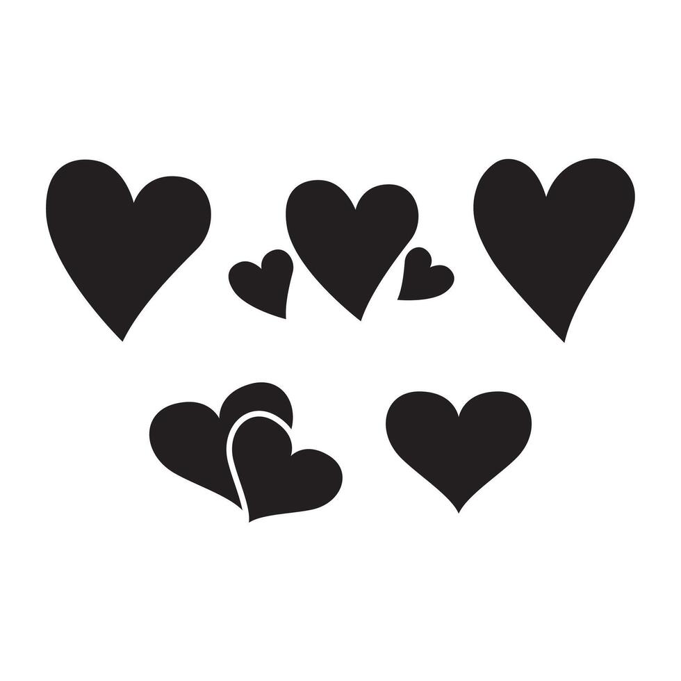 Heart icon set black and white vector
