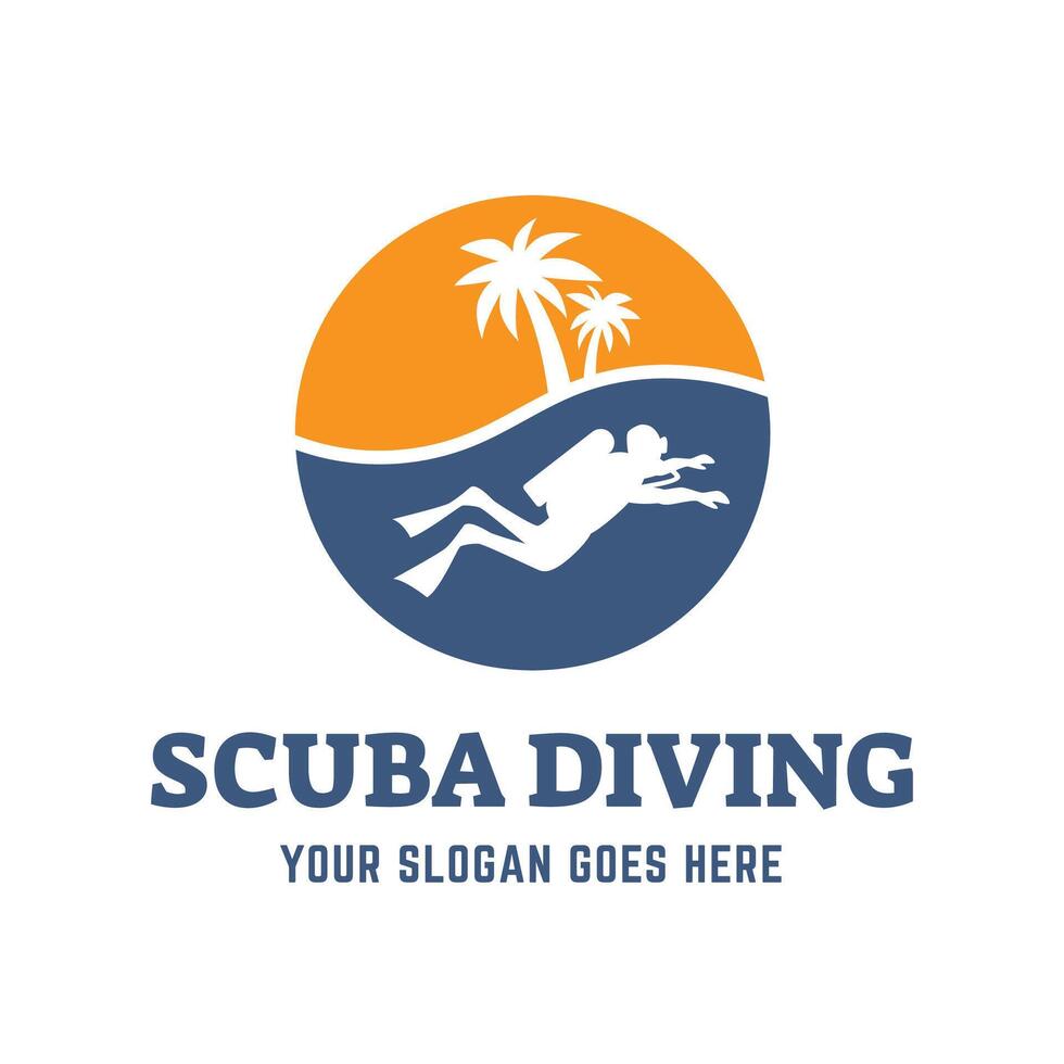 Scuba diving logo design, perfect for diving school and under water adventure logo design vector