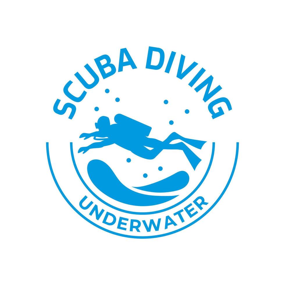 Scuba diving logo design, perfect for diving school and under water adventure logo design vector