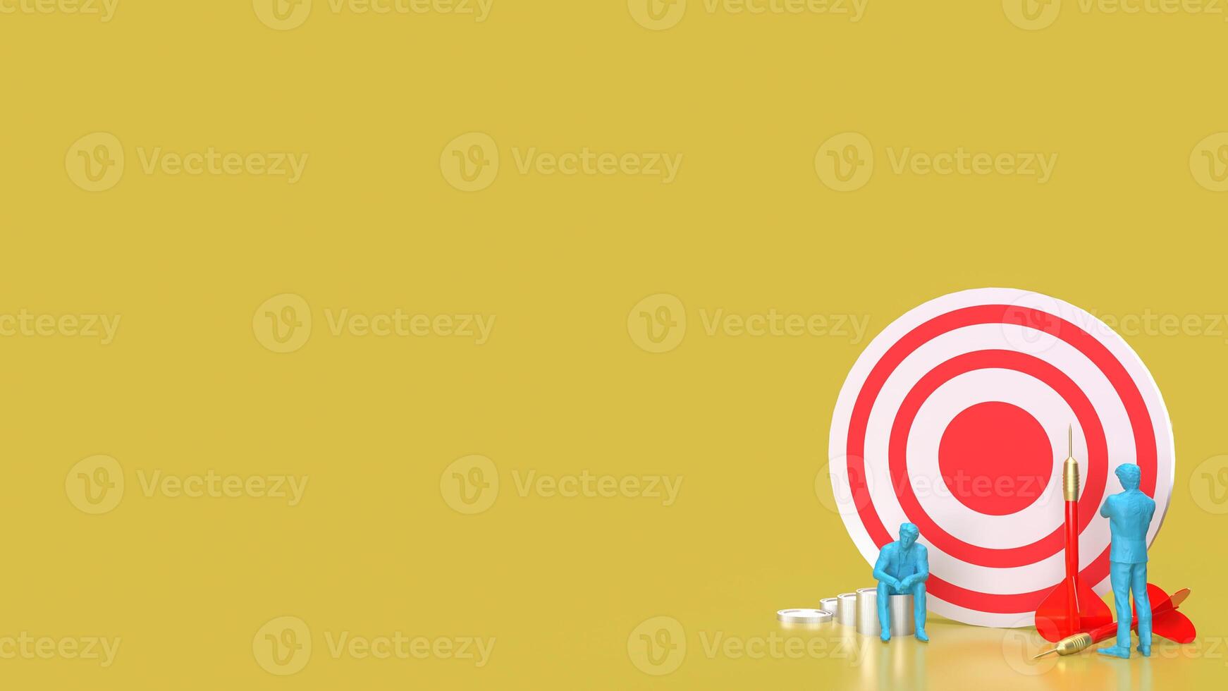 The Dartboard and coins for Business concept 3d rendering. photo