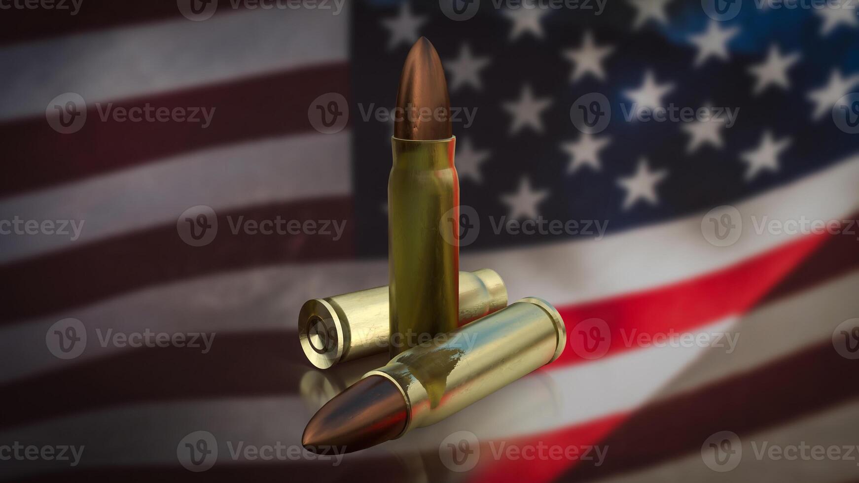 The Bullet on us flag Background for law or war concept 3d rendering. photo