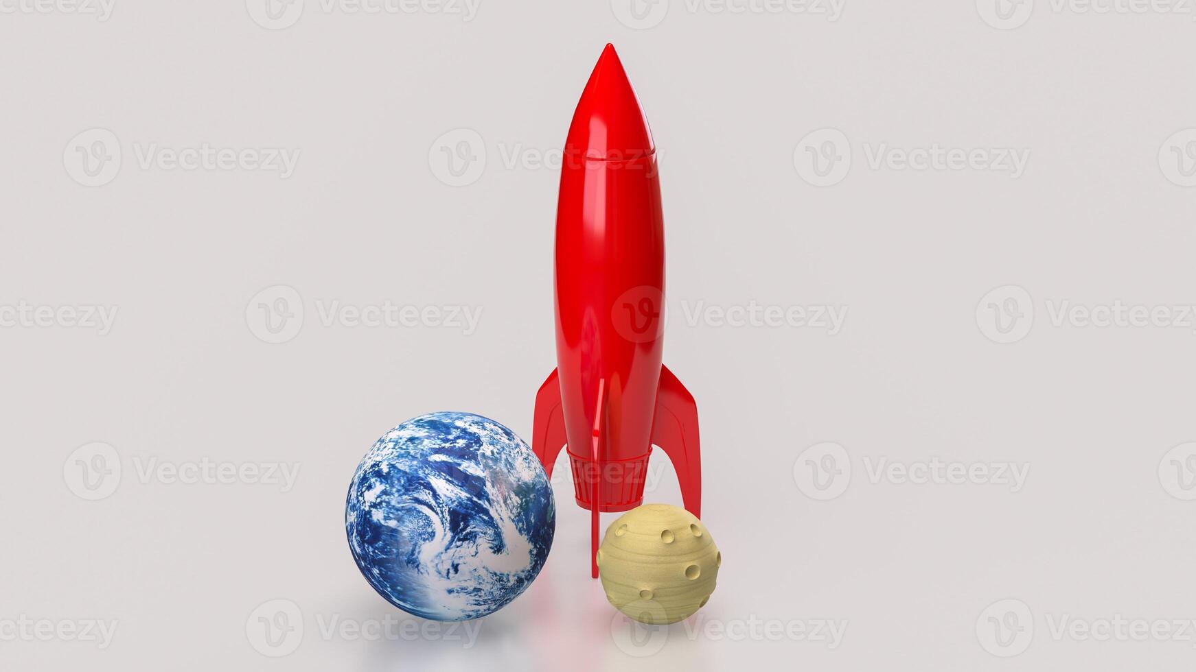 The rocket and moon for sci or Business concept 3d rendering. photo