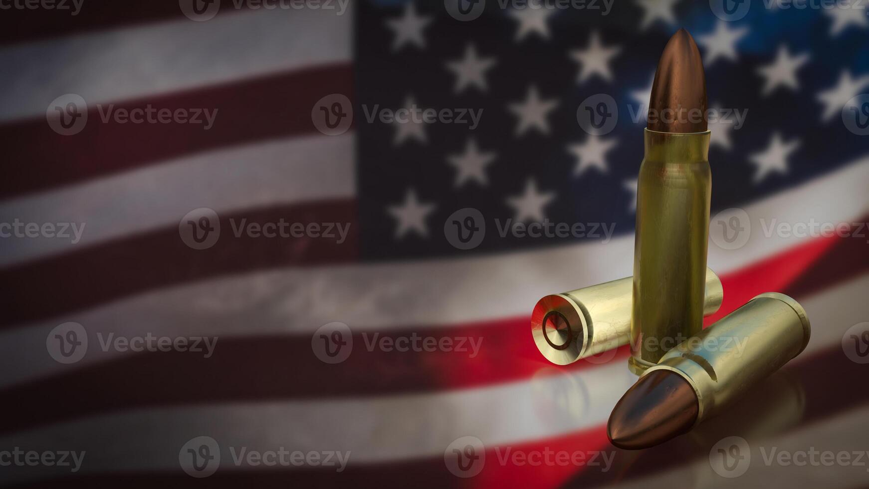 The Bullet on us flag Background for law or war concept 3d rendering. photo