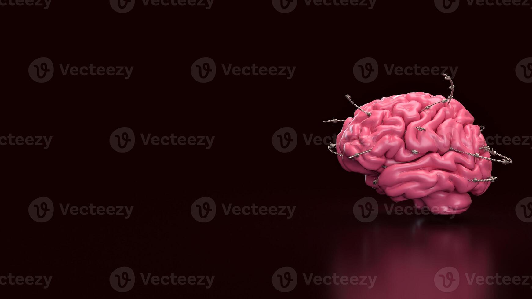 The Brain and barbed wire for sci or medical concept 3d rendering. photo