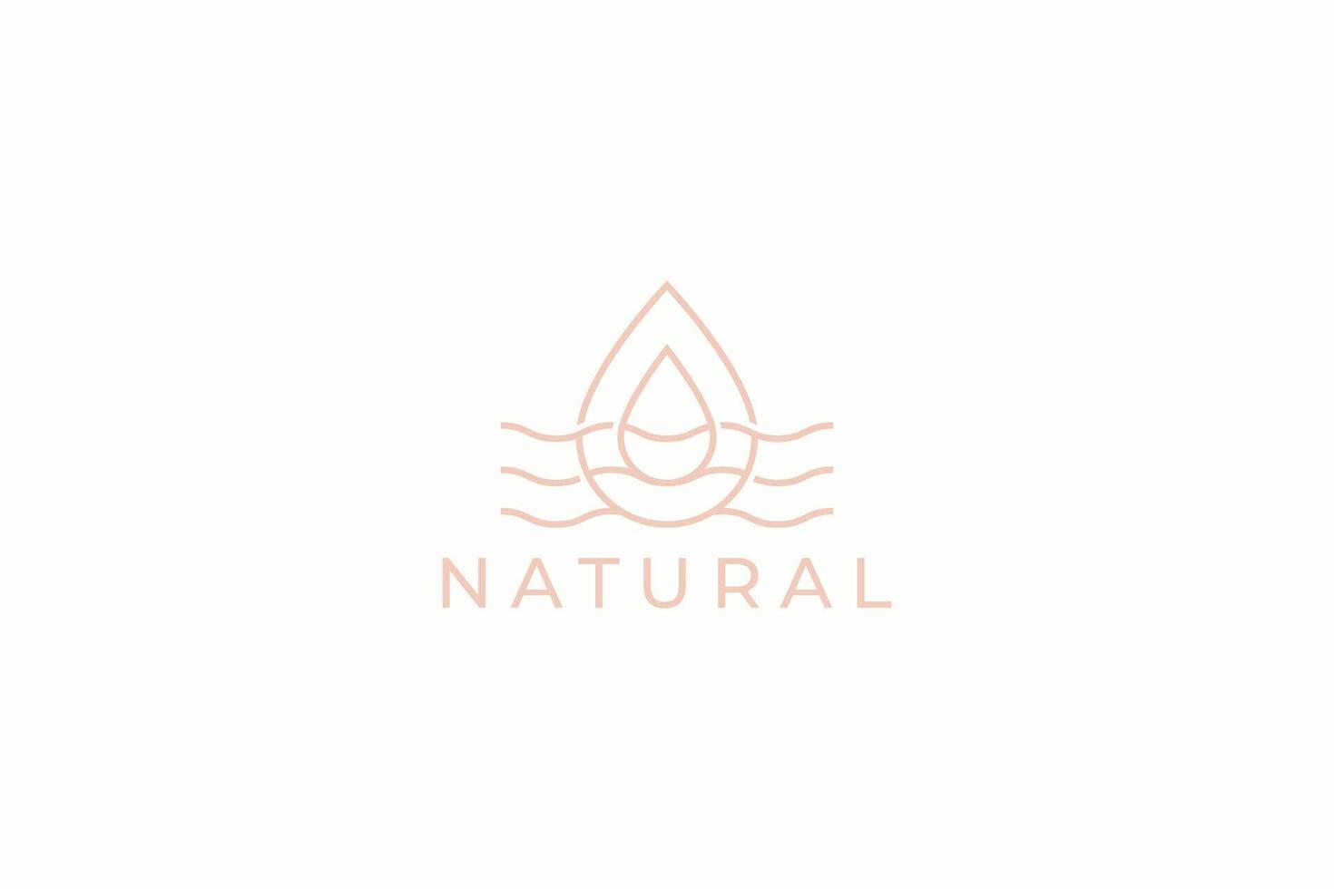 Luxury Logo Linear Of A Water Droplet With Three Waves Natural vector