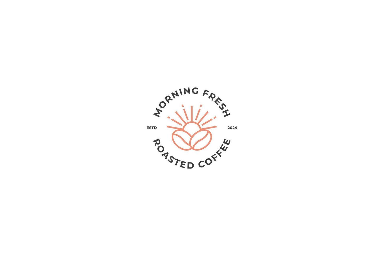 Morning Fresh Roasted Coffee Beans Logo Badge Simple Style Retro Brand Identity vector