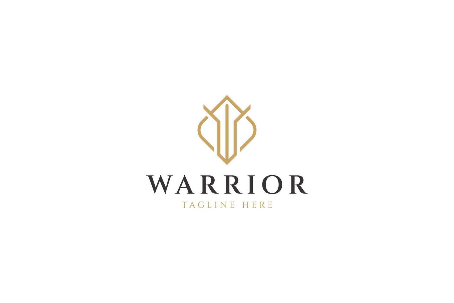 Warrior Letter W Logo Abstract Sword and Shield with Linear Style for Business Company Industry vector