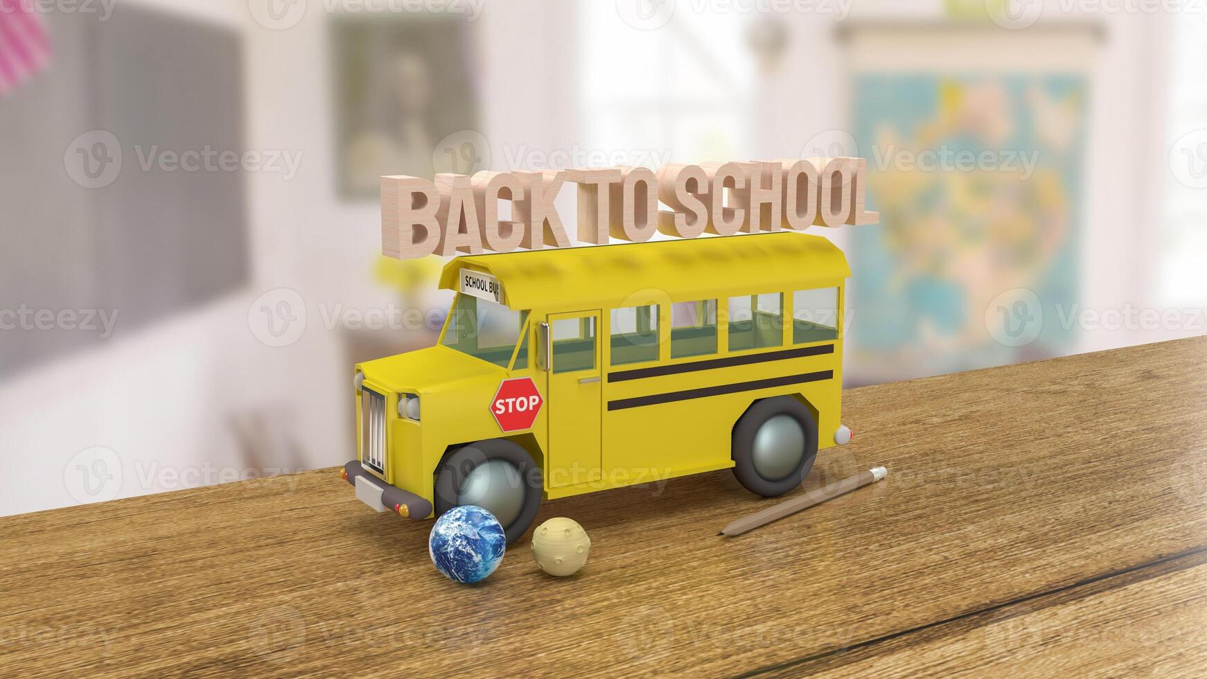The School bus for Back to school concept 3d rendering. photo