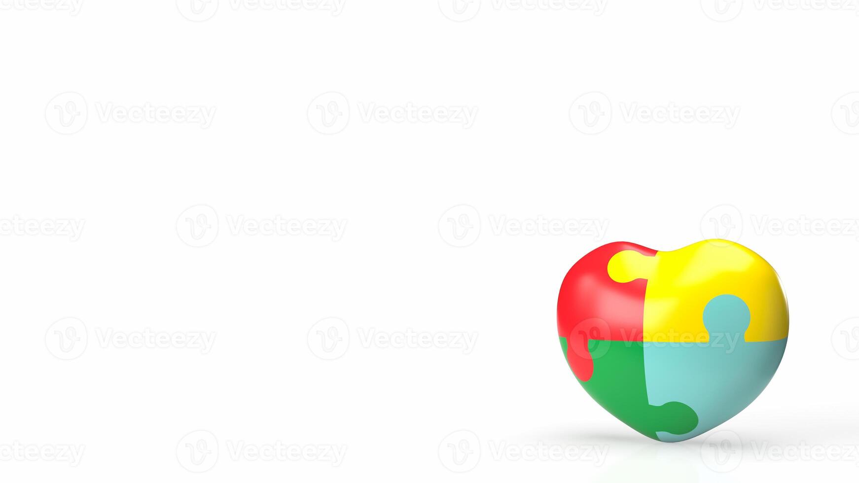 The puzzle heart multicolour for empathy and teamwork 3d rendering. photo