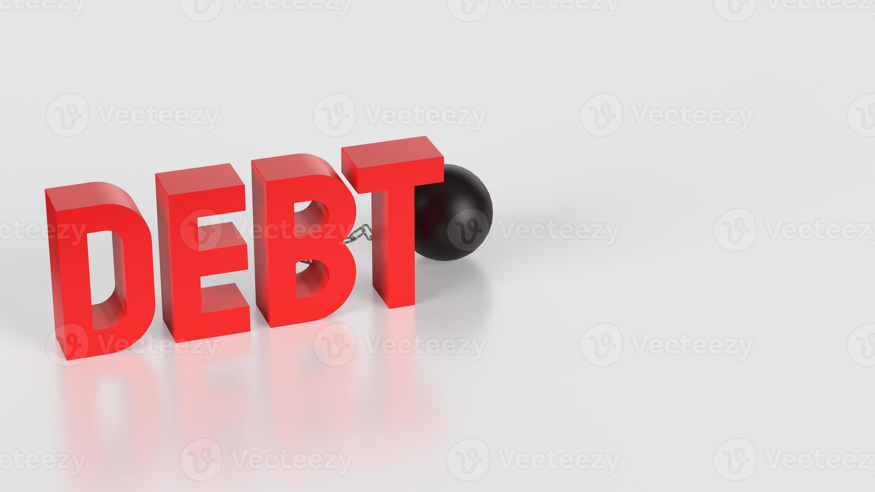 The red text Debt for Business concept 3d rendering. photo