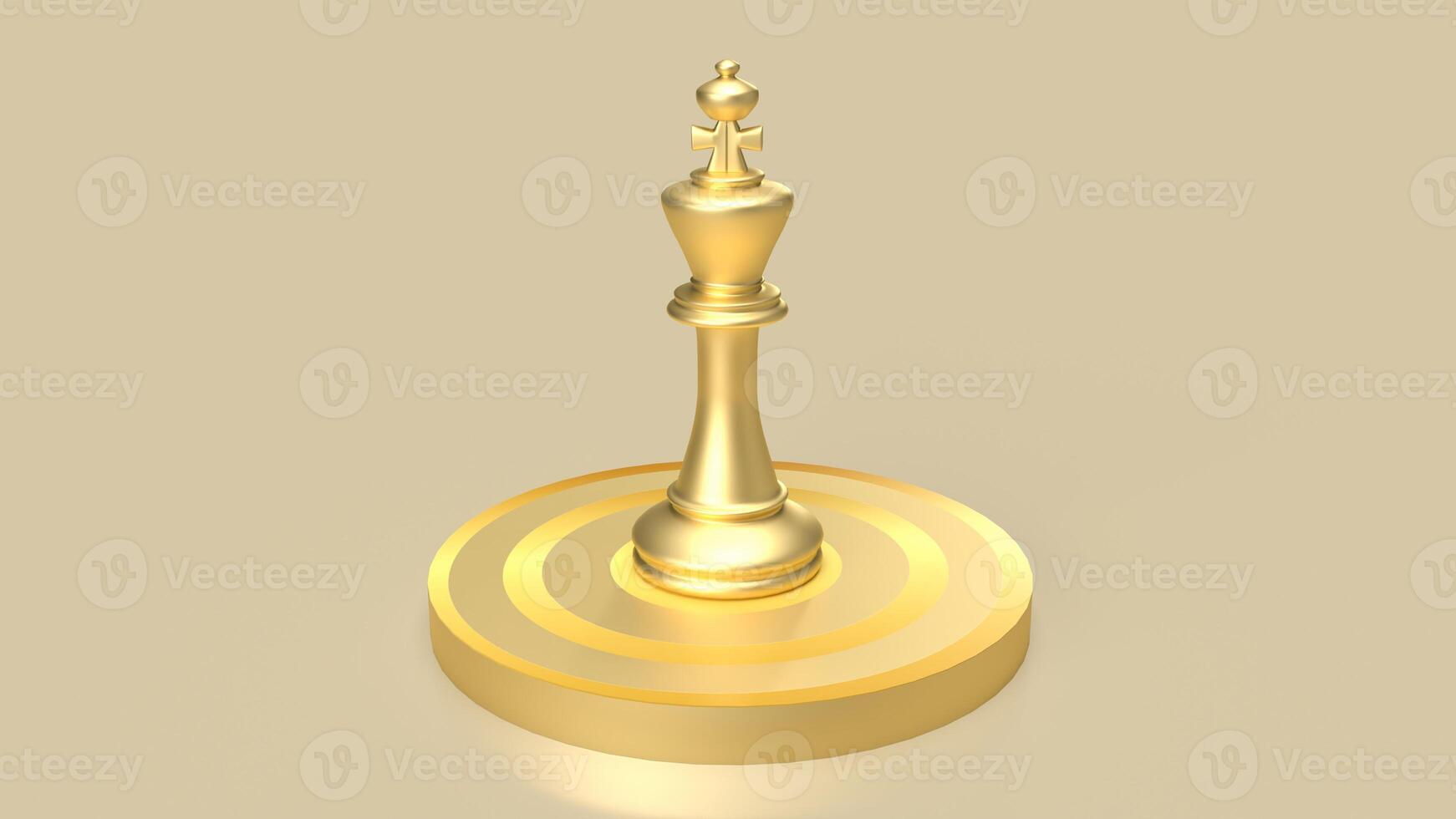 The gold king chess on bulleye target for Business concept 3d rendering. photo