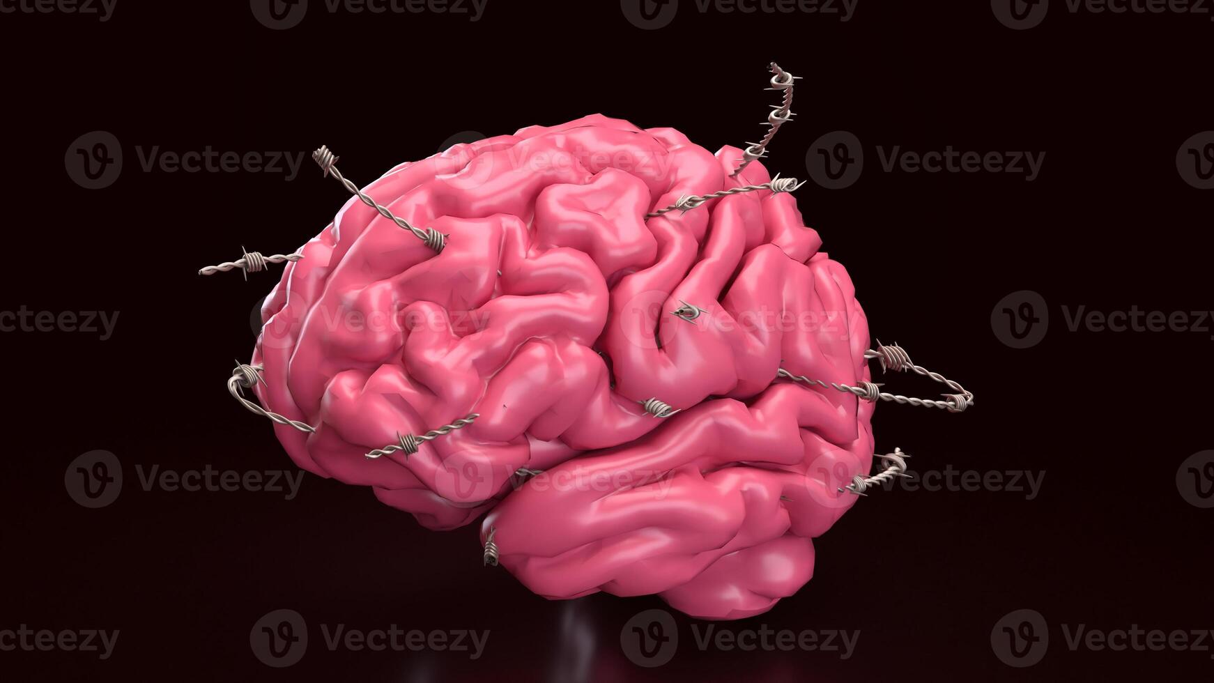 The Brain and barbed wire for sci or medical concept 3d rendering. photo