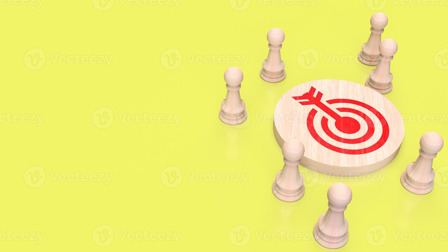 The target and chess for Business concept 3d rendering. photo