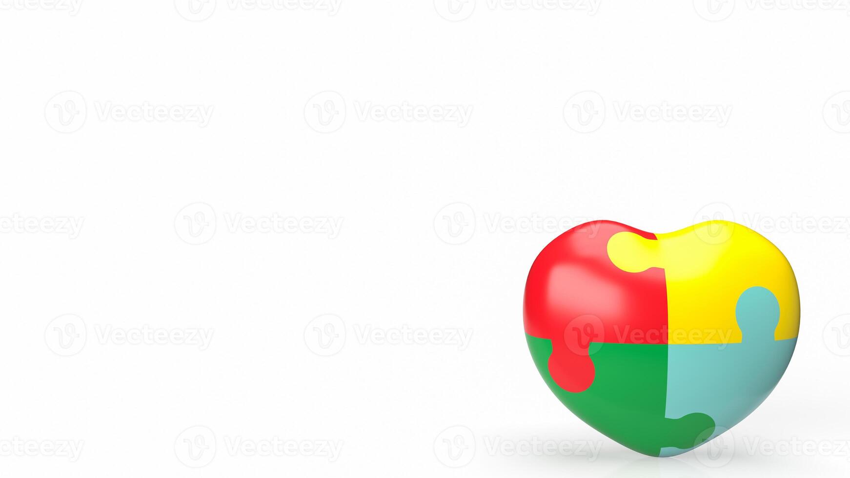 The puzzle heart multicolour for empathy and teamwork 3d rendering. photo
