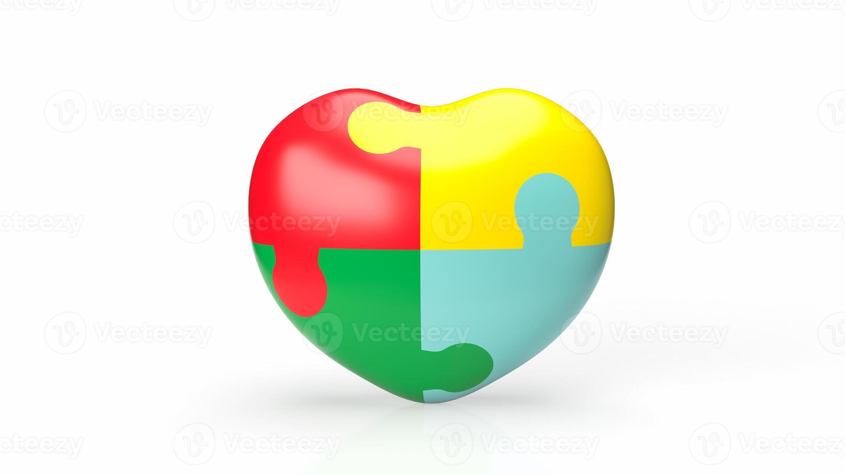 The puzzle heart multicolour for empathy and teamwork 3d rendering. photo