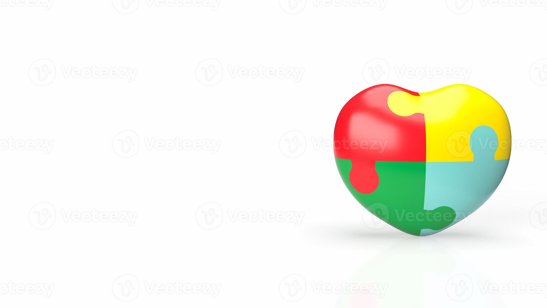 The puzzle heart multicolour for empathy and teamwork 3d rendering. photo
