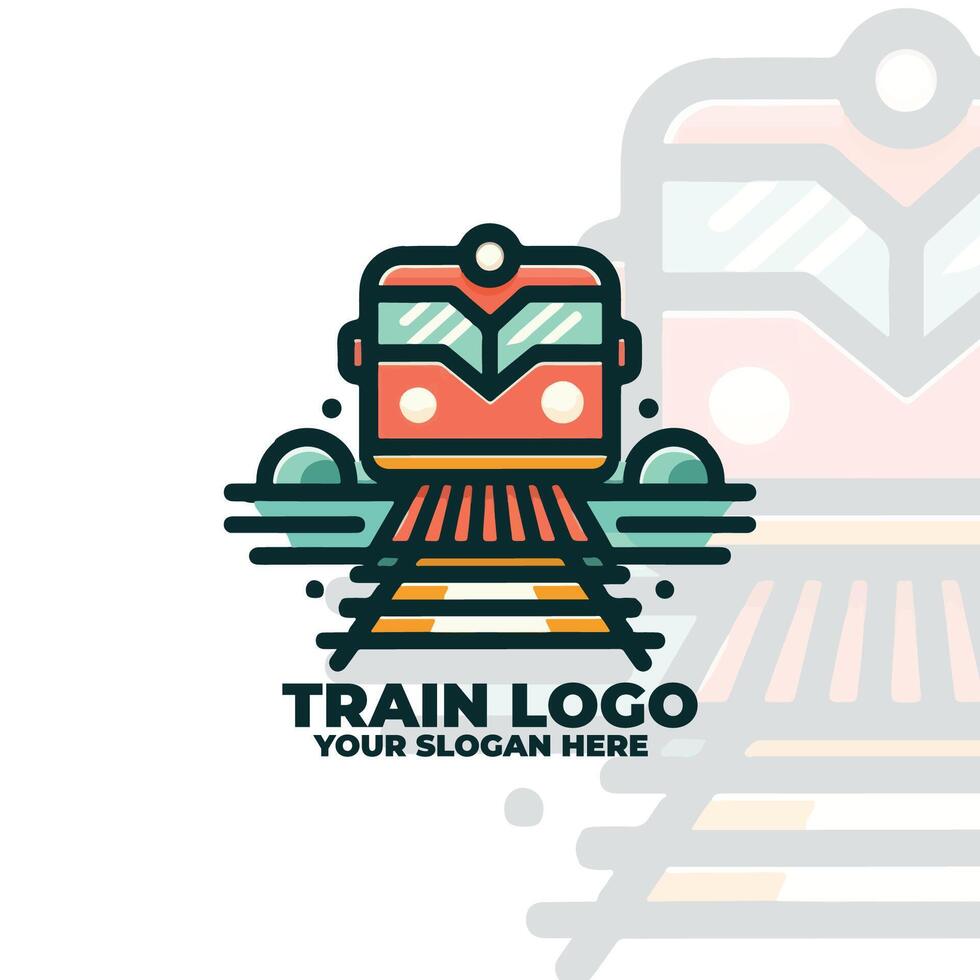 Flat Logo of Train in Design vector