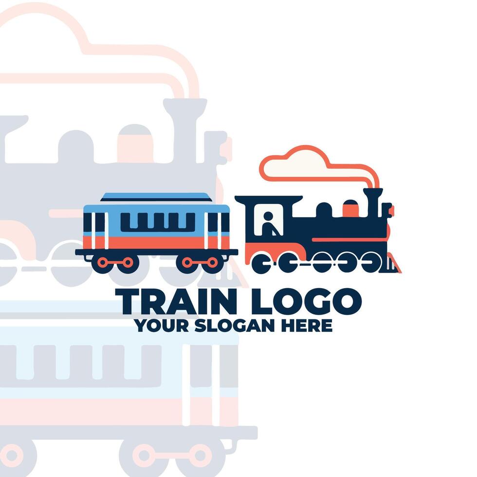 Flat Logo of Train in Design vector