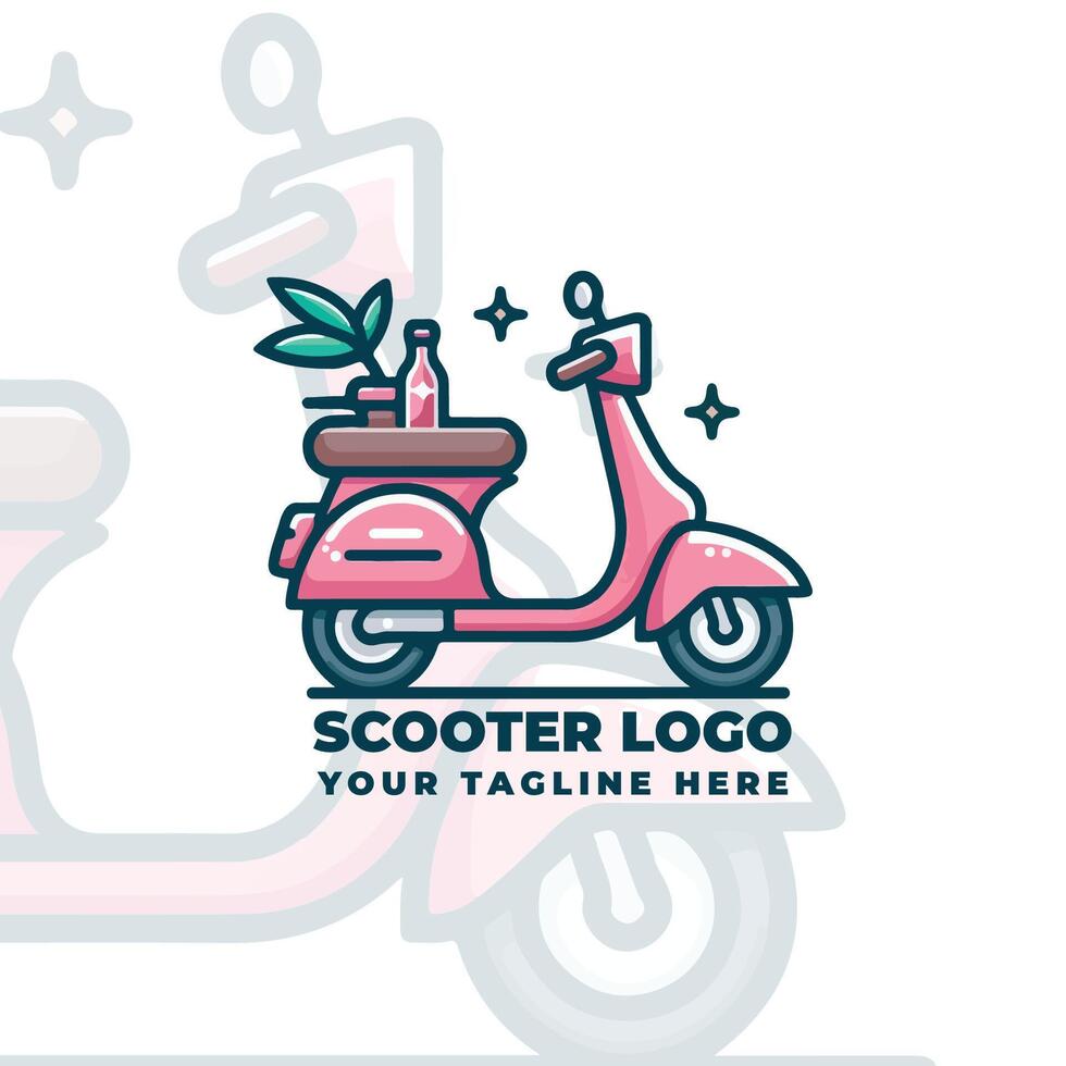 Cute Minimalist Scooter Logo Design vector
