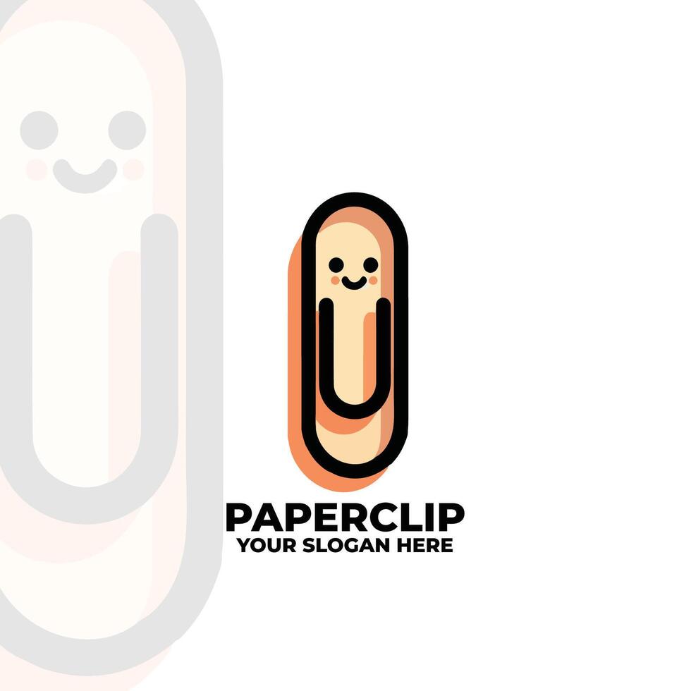 Simple flat design paperclip with a tiny smiling face vector