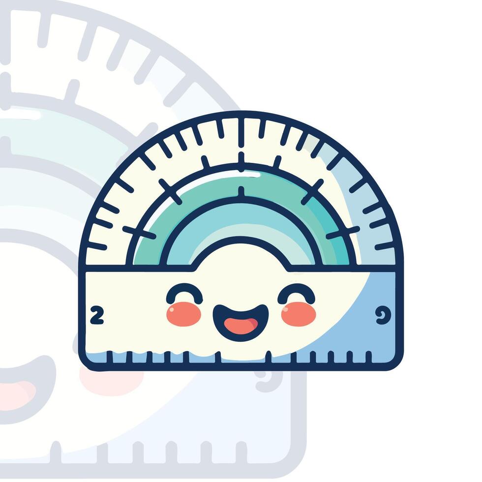 Flat design ruler with smiling face vector