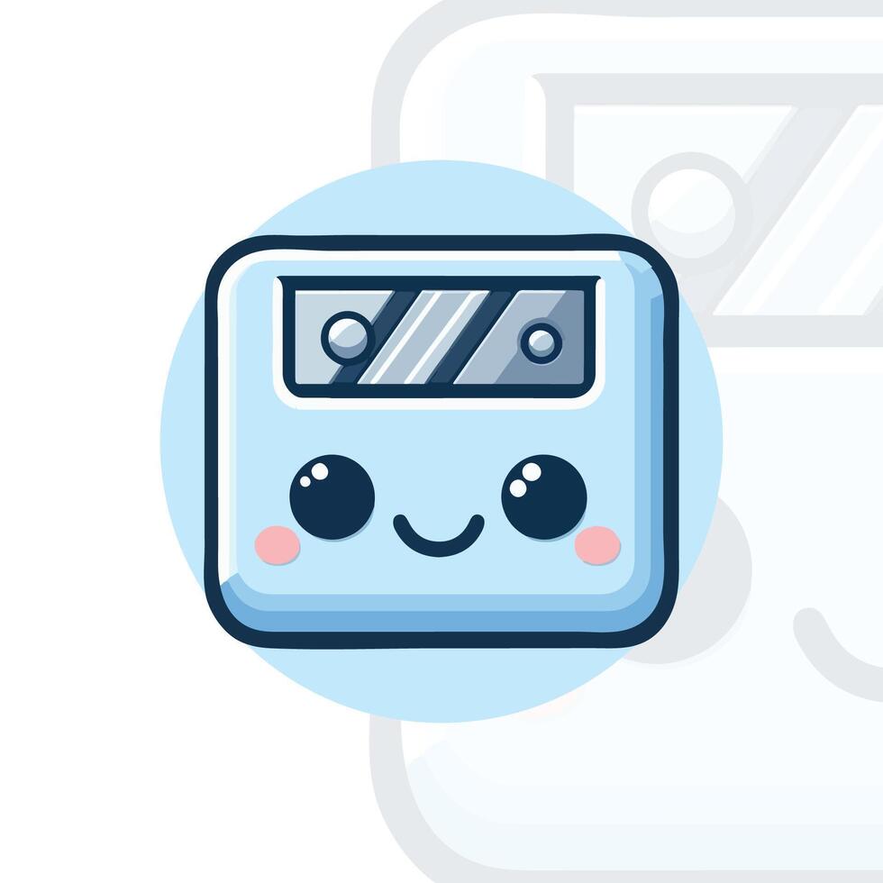 Cute flat design sharpener with a smiling face vector