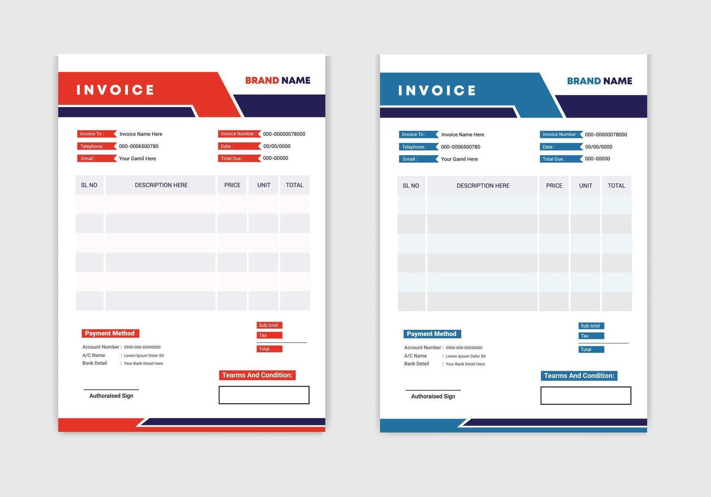 modern and professional minimal business invoice template format Pro vector