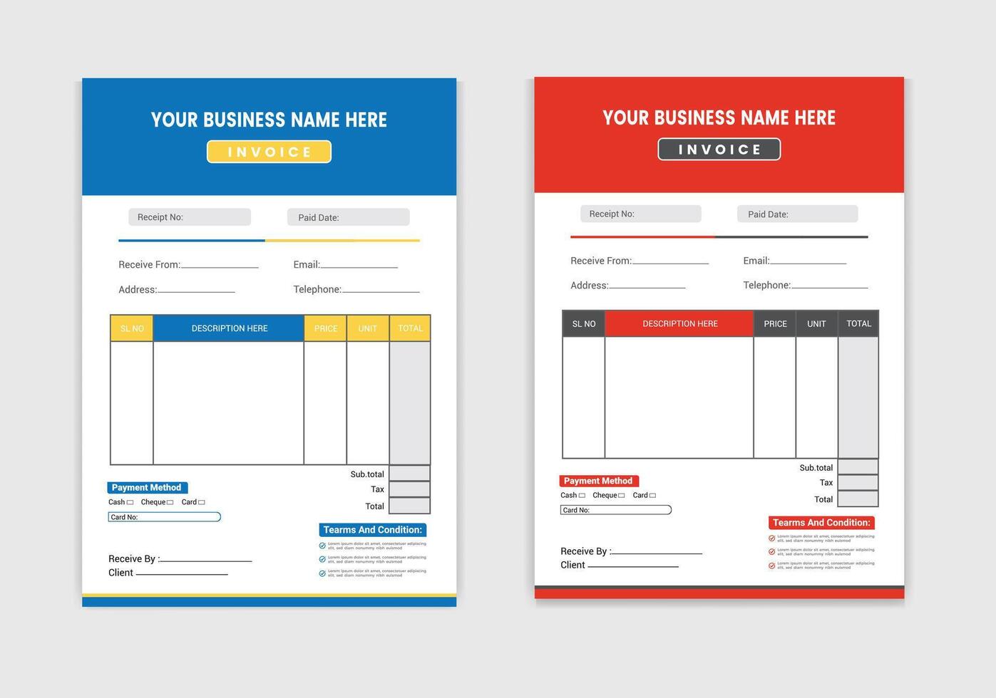 modern and professional minimal business invoice template format Pro vector