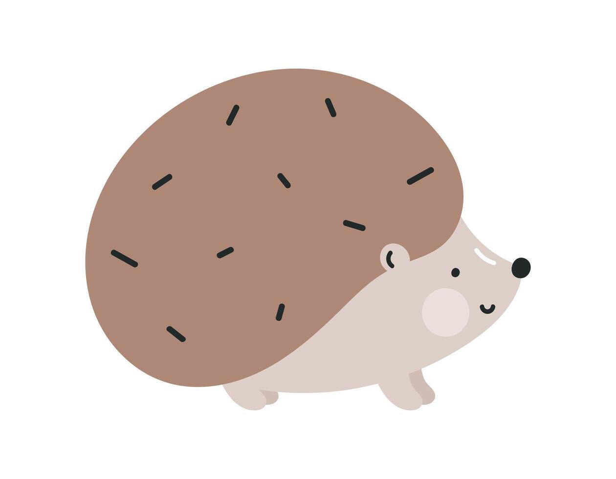 Cute hedgehog. Flat cartoon illustration isolated on white background. For card, posters, banners, printing on the pack, printing on clothes, fabric, wallpaper, textile or dishes. vector
