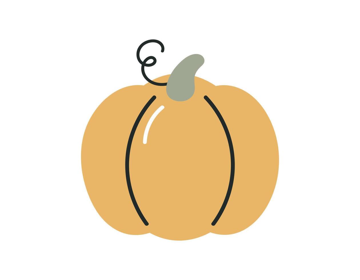Pumpkin. Flat cartoon illustration isolated on white background. For card, posters, stickers, banners, printing on the pack, printing on clothes, fabric, wallpaper. vector